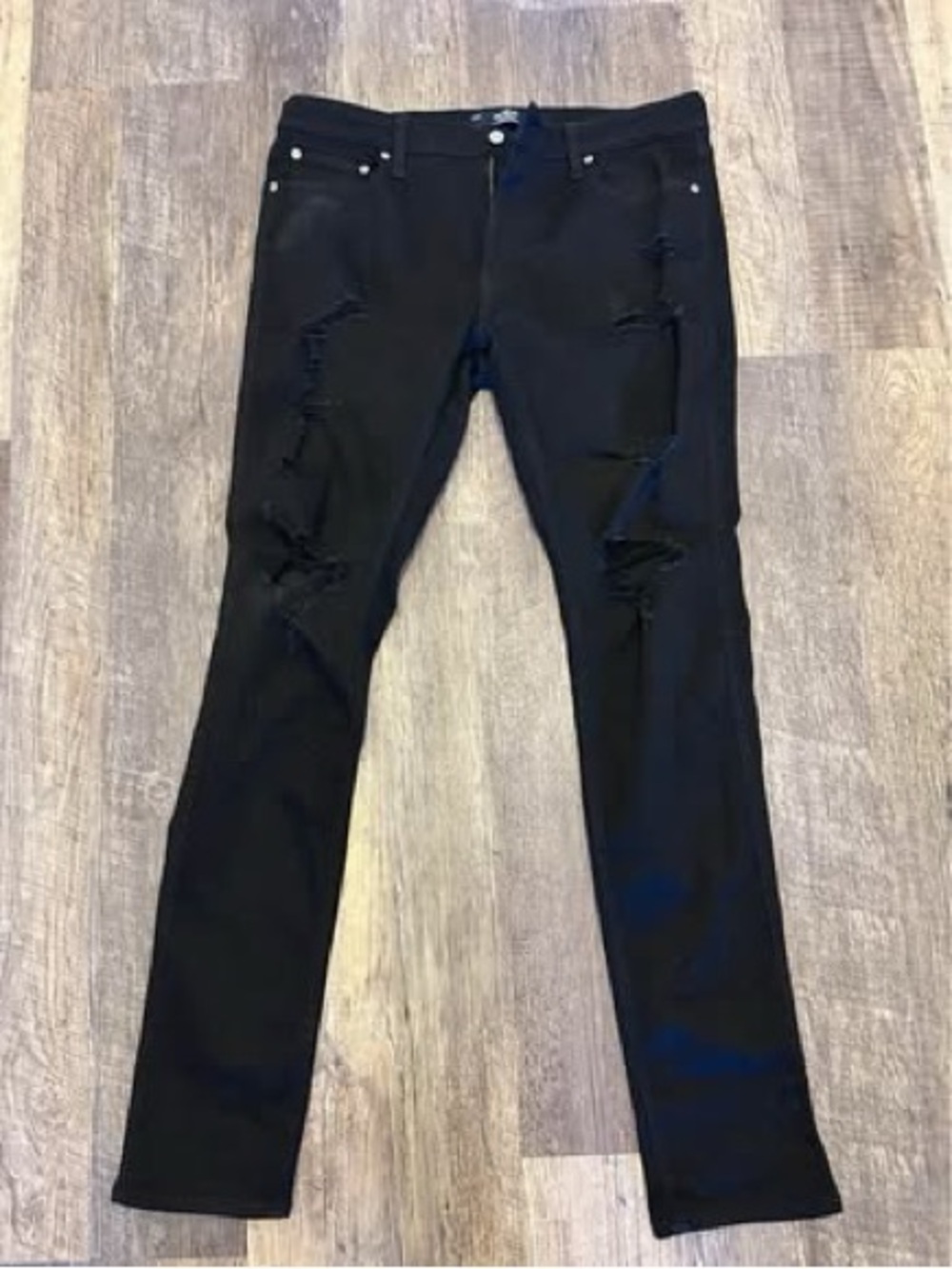 Hollister Men's Black Ripped Skinny Jeans 36/32. Only wore once